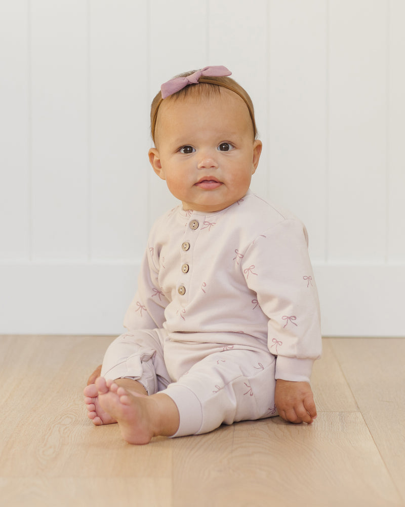 Relaxed Fleece Jumpsuit - Bows by Quincy Mae