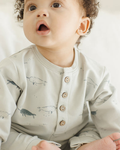 Relaxed Fleece Jumpsuit - Narwhals by Quincy Mae