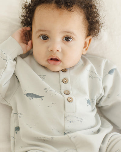 Relaxed Fleece Jumpsuit - Narwhals by Quincy Mae
