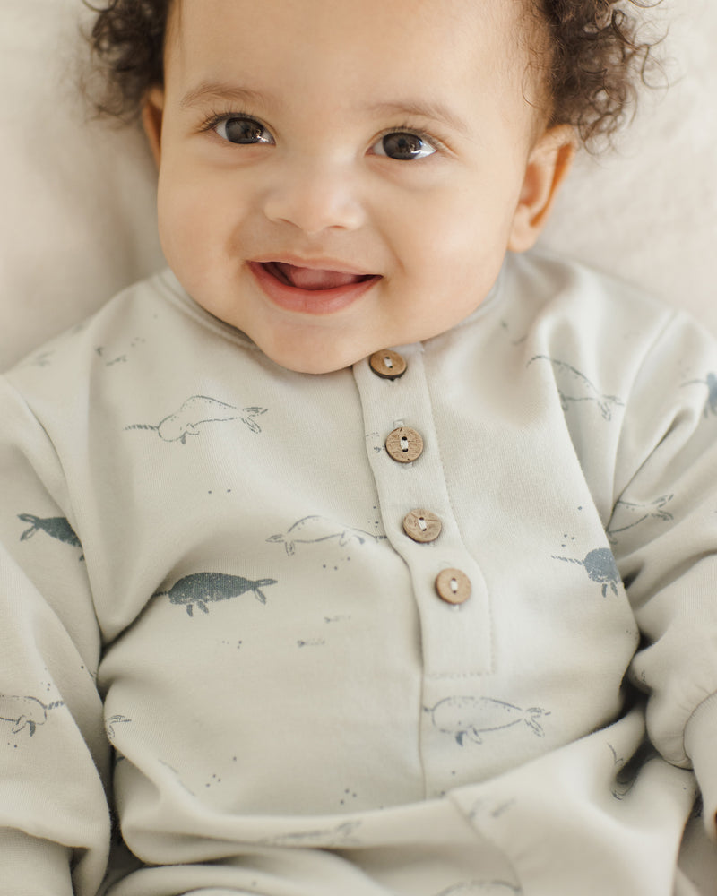 Relaxed Fleece Jumpsuit - Narwhals by Quincy Mae