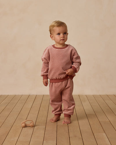 Velour Relaxed Sweatshirt - Candy Stripe by Quincy Mae