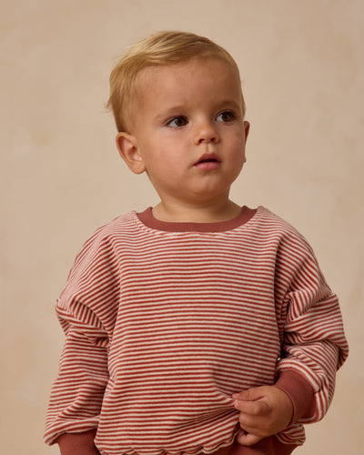 Velour Relaxed Sweatshirt - Candy Stripe by Quincy Mae