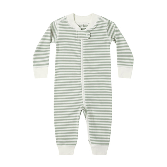 Zip Long Sleeve Sleeper - Fern Stripe by Quincy Mae