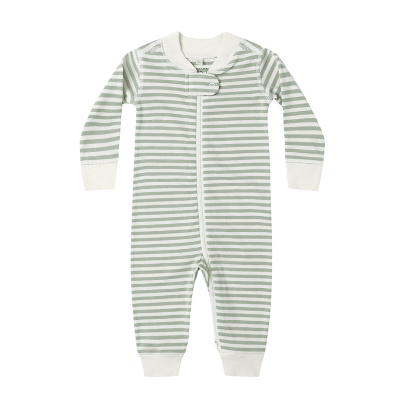Zip Long Sleeve Sleeper - Fern Stripe by Quincy Mae