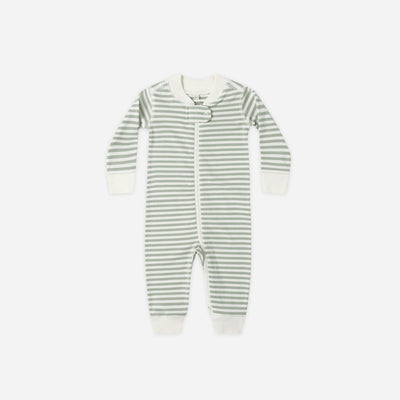 Zip Long Sleeve Sleeper - Fern Stripe by Quincy Mae
