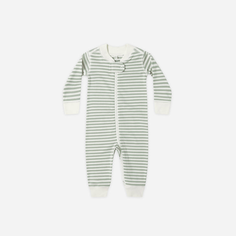 Zip Long Sleeve Sleeper - Fern Stripe by Quincy Mae