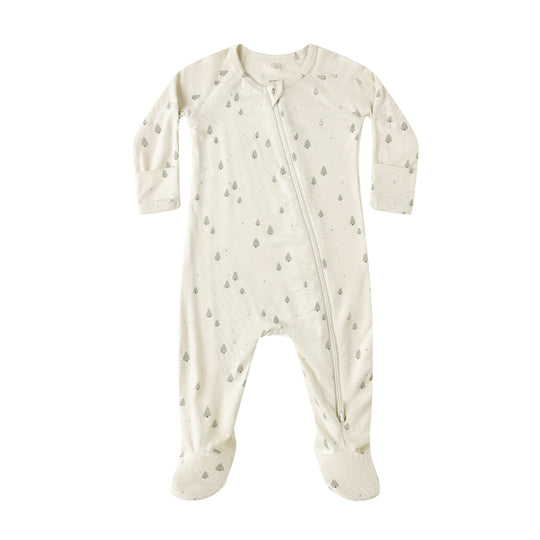 Bamboo Zip Footie - Trees by Quincy Mae