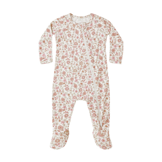 Bamboo Zip Footie - Bloom by Quincy Mae
