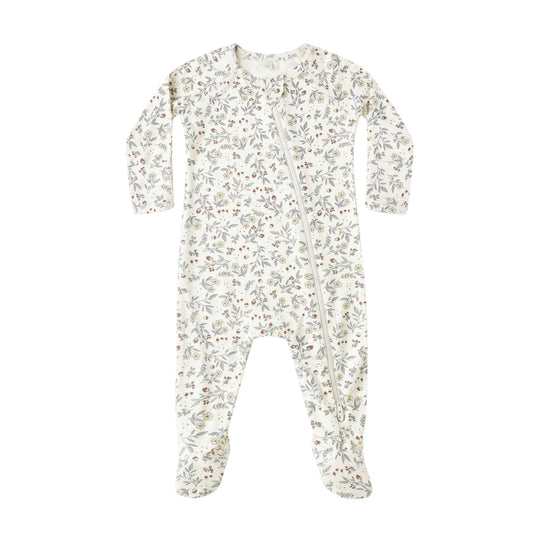 Bamboo Zip Footie - Woodland by Quincy Mae