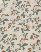 Close-up of the holiday floral fabric pattern by Quincy Mae.