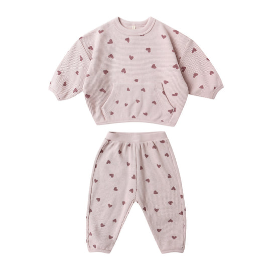 Waffle Slouch Set - Hearts by Quincy Mae