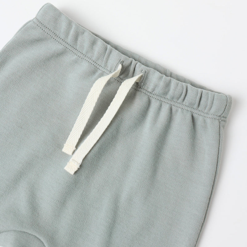 Wrap Top + Footed Pant Set - Steel Blue by Quincy Mae