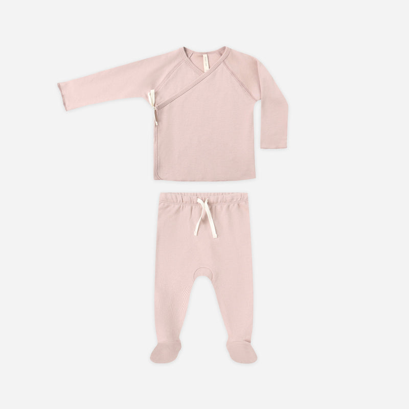 Wrap Top + Footed Pant Set - Rose by Quincy Mae