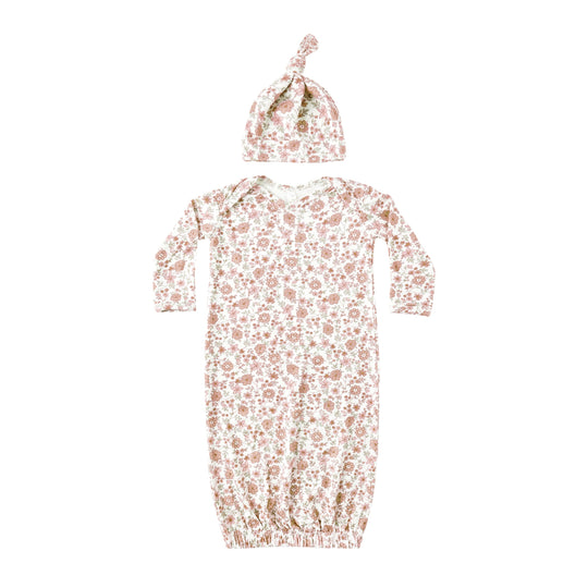 Bamboo Baby Gown + Hat Set - Bloom by Quincy Mae