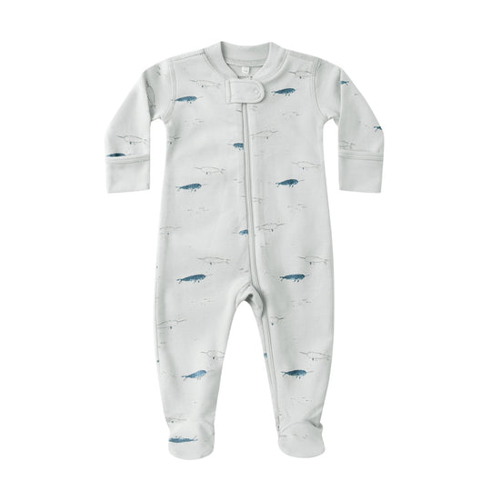 Zip Long Sleeve Sleeper Footie - Narwhals by Quincy Mae