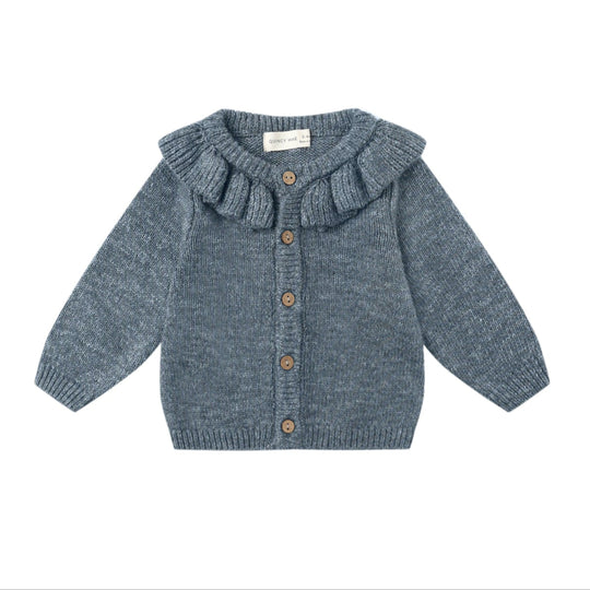 Ruffle Collar Cardigan - Ocean by Quincy Mae