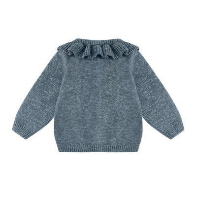 Ruffle Collar Cardigan - Ocean by Quincy Mae