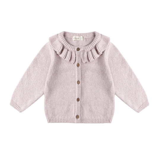 Ruffle Collar Cardigan - Lilac by Quincy Mae