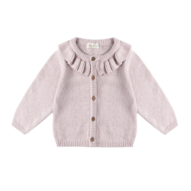 Ruffle Collar Cardigan - Lilac by Quincy Mae