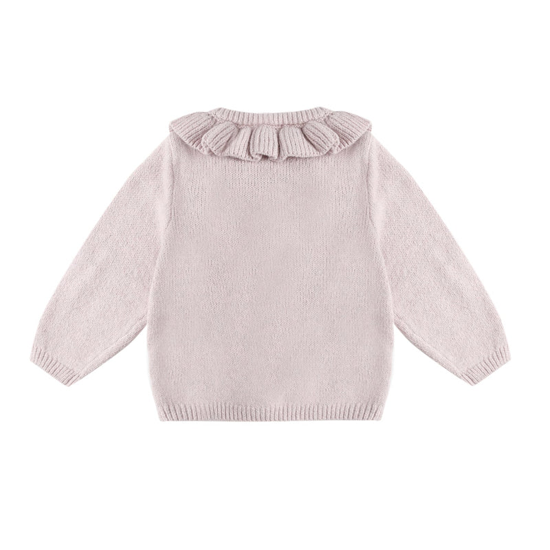 Ruffle Collar Cardigan - Lilac by Quincy Mae