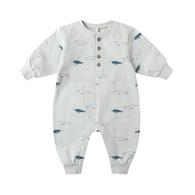 Relaxed Fleece Jumpsuit - Narwhals by Quincy Mae