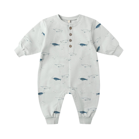 Relaxed Fleece Jumpsuit - Narwhals by Quincy Mae
