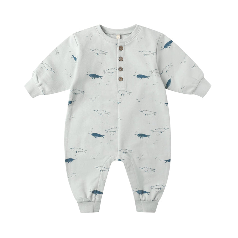 Relaxed Fleece Jumpsuit - Narwhals by Quincy Mae