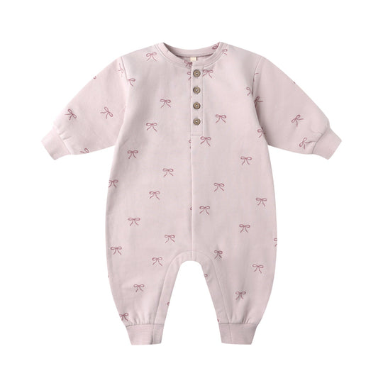 Relaxed Fleece Jumpsuit - Bows by Quincy Mae