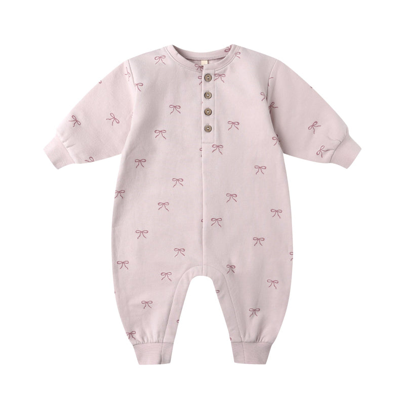 Relaxed Fleece Jumpsuit - Bows by Quincy Mae