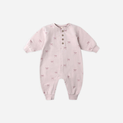 Relaxed Fleece Jumpsuit - Bows by Quincy Mae
