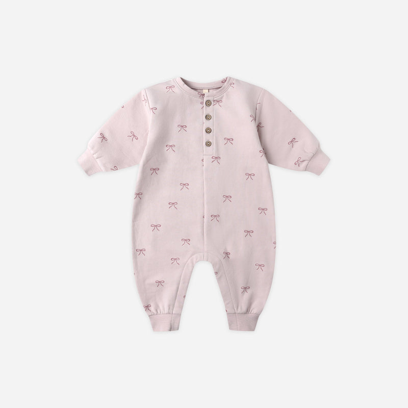 Relaxed Fleece Jumpsuit - Bows by Quincy Mae