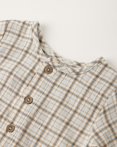 Pocketed Woven Jumpsuit - Blue Plaid by Quincy Mae