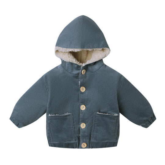Corduroy Hooded Jacket - Ocean by Quincy Mae