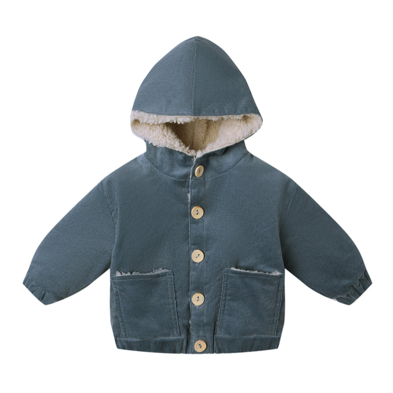 Corduroy Hooded Jacket - Ocean by Quincy Mae
