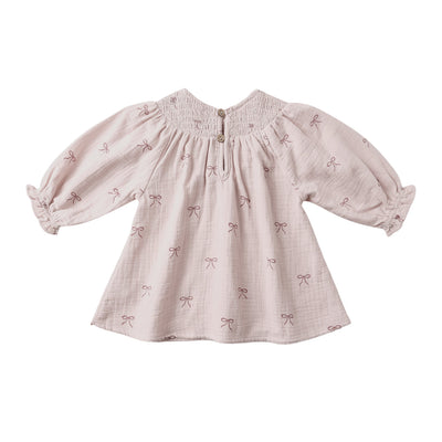 V Smocked Dress - Bows by Quincy Mae