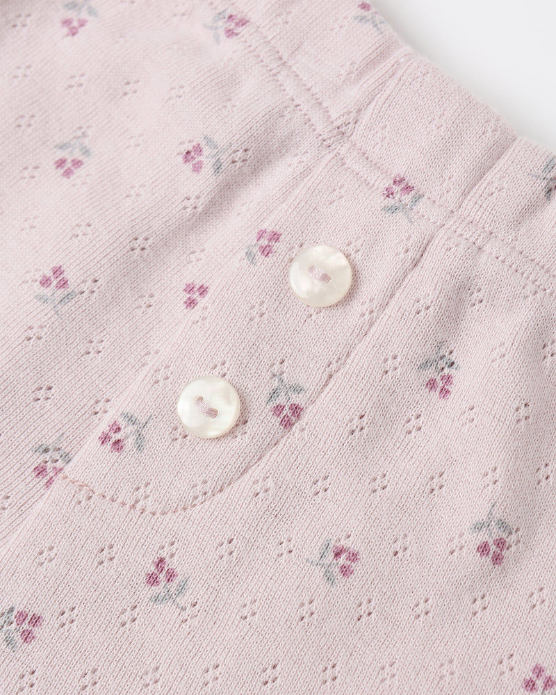 Pointelle Long Sleeve Tee + Legging - Lilac Ditsy by Quincy Mae