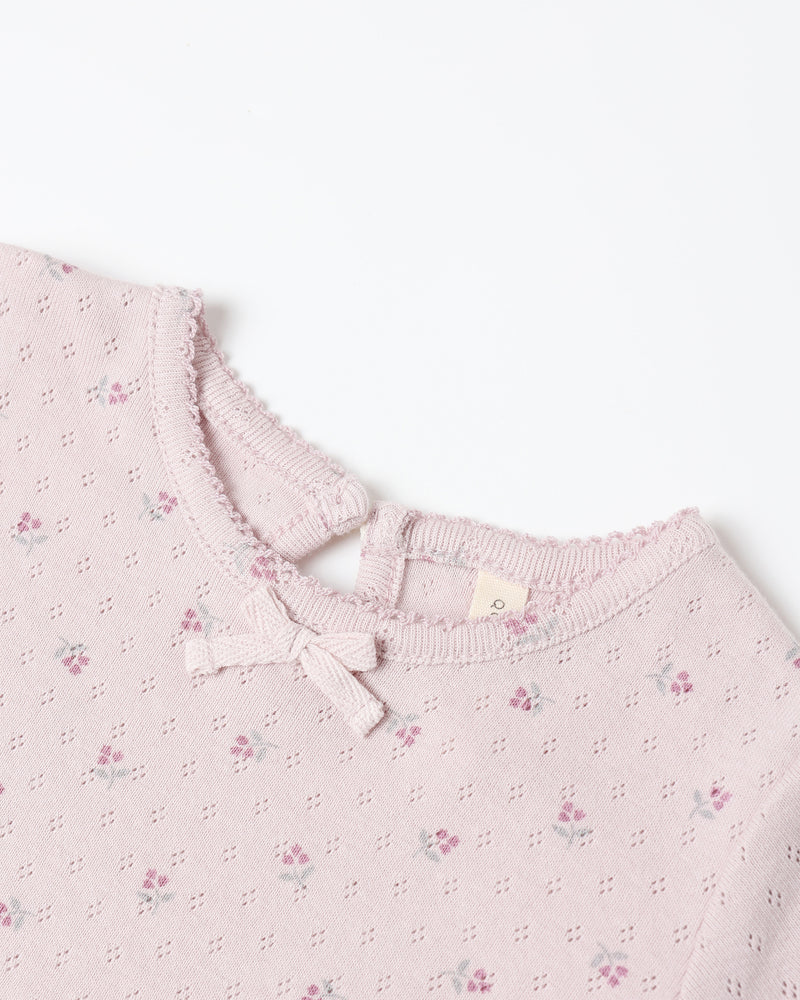 Pointelle Long Sleeve Tee + Legging - Lilac Ditsy by Quincy Mae