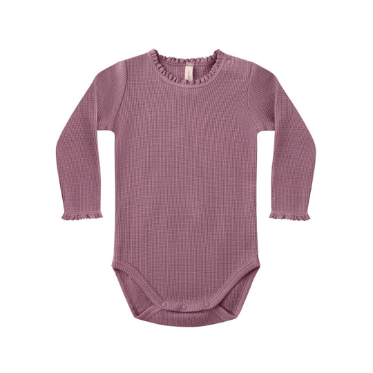 Waffle Long Sleeve Bodysuit - Mulberry by Quincy Mae