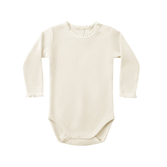 Waffle Long Sleeve Bodysuit - Natural by Quincy Mae