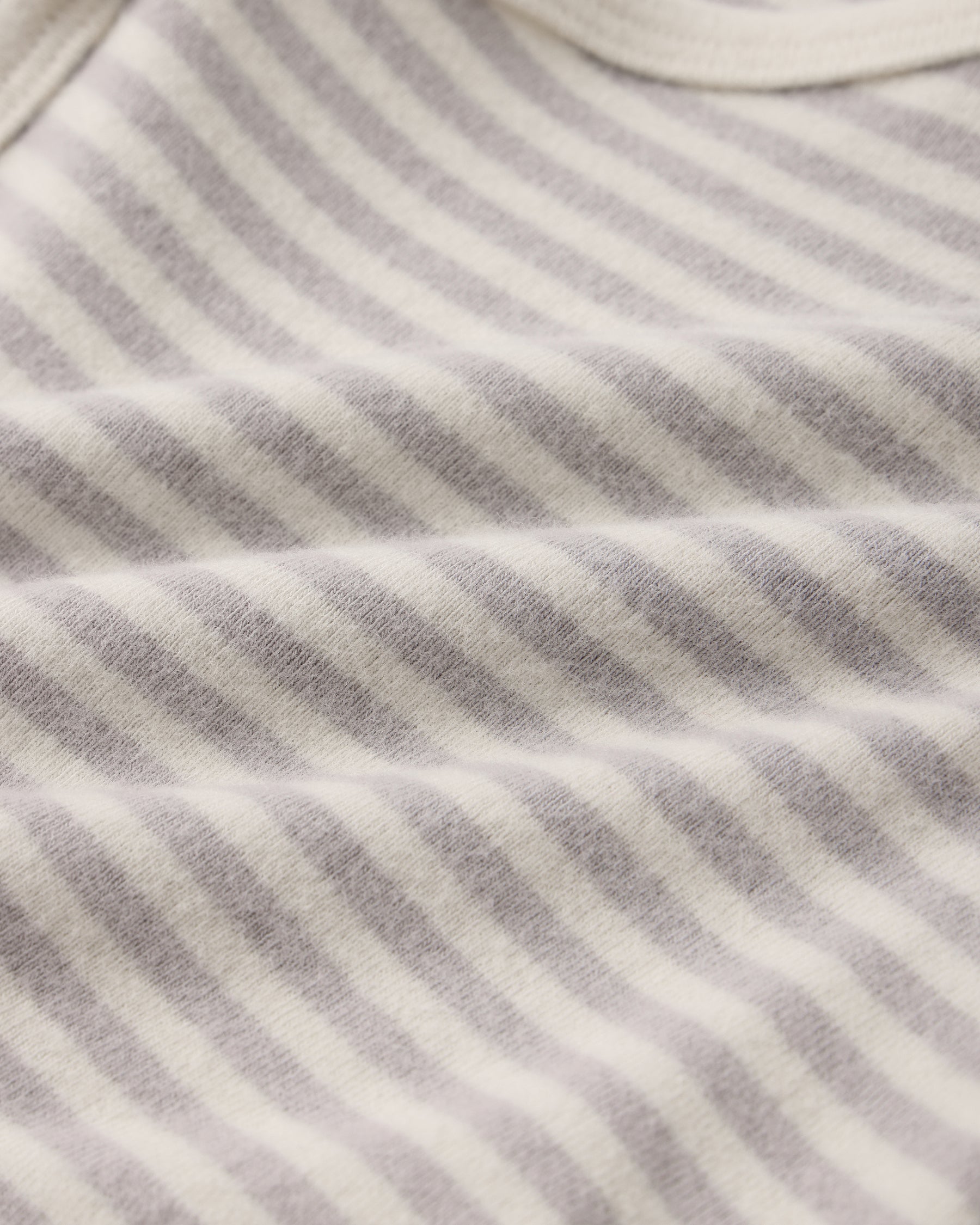 Close-up of the light gray and white fog stripe waffle knit fabric from the Quincy Mae Take Home Set.