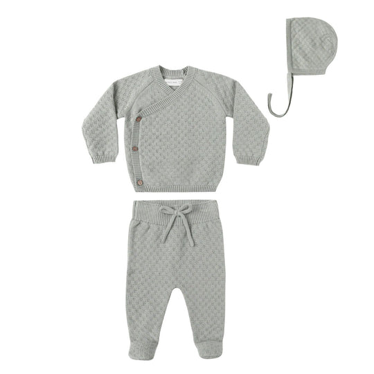 Knit Wrap Top + Pant Set - Steel Blue by Quincy Mae