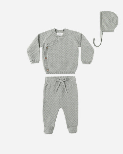 Knit Wrap Top + Pant Set - Steel Blue by Quincy Mae