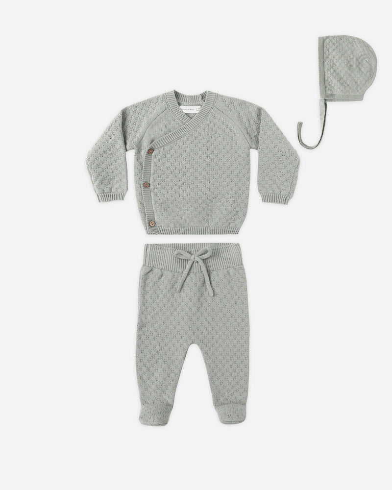 Knit Wrap Top + Pant Set - Steel Blue by Quincy Mae