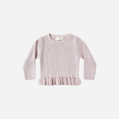 Rib Knit Peplum Top - Lilac by Quincy Mae