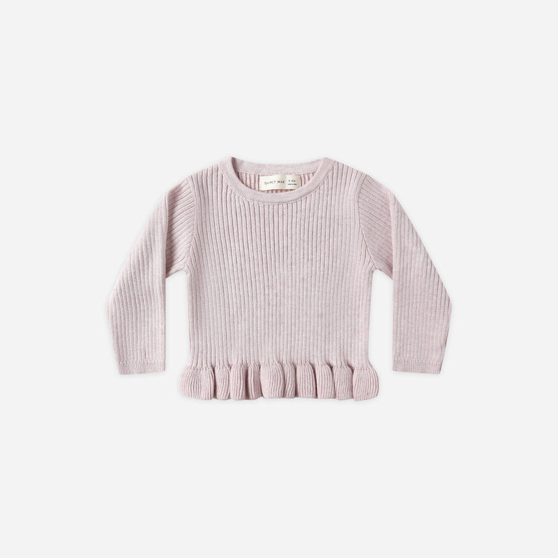 Rib Knit Peplum Top - Lilac by Quincy Mae