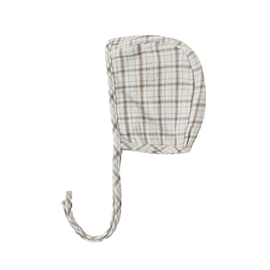 Woven Baby Bonnet - Blue Plaid by Quincy Mae