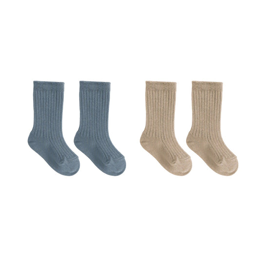 Socks Set of 2 - Gold + Ocean by Quincy Mae