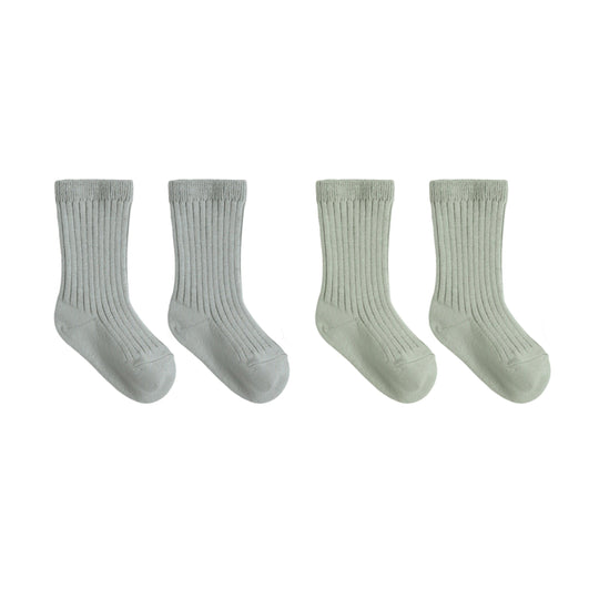 Socks Set of 2 - Fern + Steel Blue by Quincy Mae