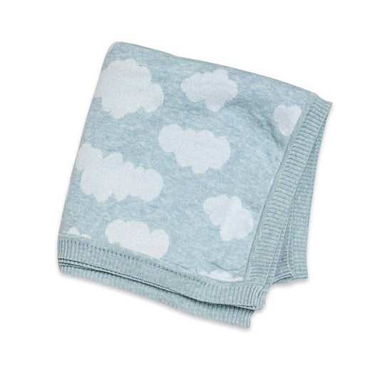 Organic Cotton Jacquard Sweater Knit Baby Blanket - Cloud by Viverano Organics