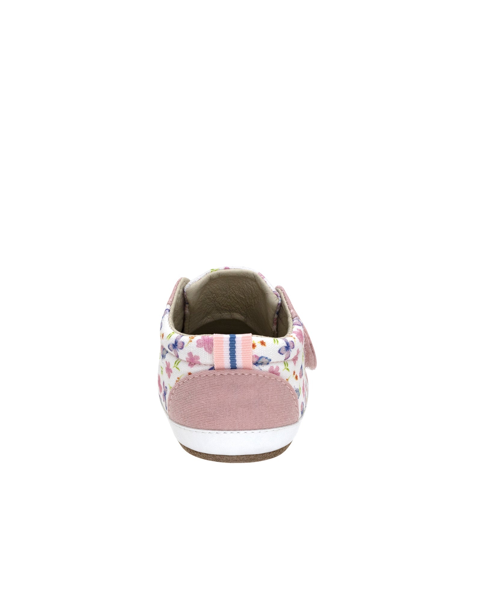 Pink floral-patterned sneaker on a white background